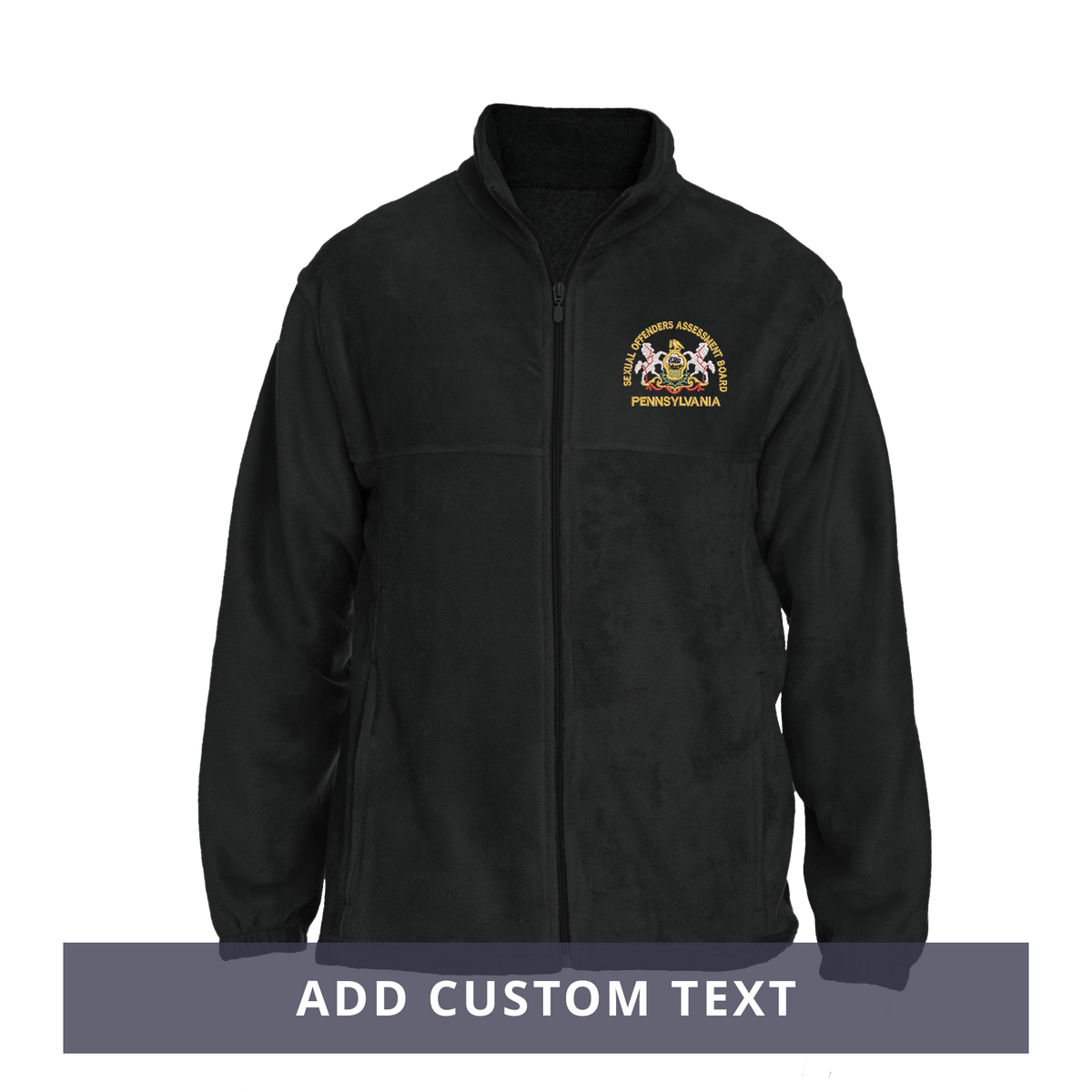 Men's Fleece Full-Zip Jacket with Embroidered SOAB Logo (Black/Gray)