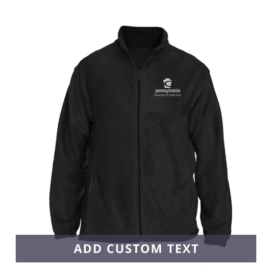 Men's Fleece Full-Zip Jacket with Embroidered Department of Corrections Keystone (Black/Gray)