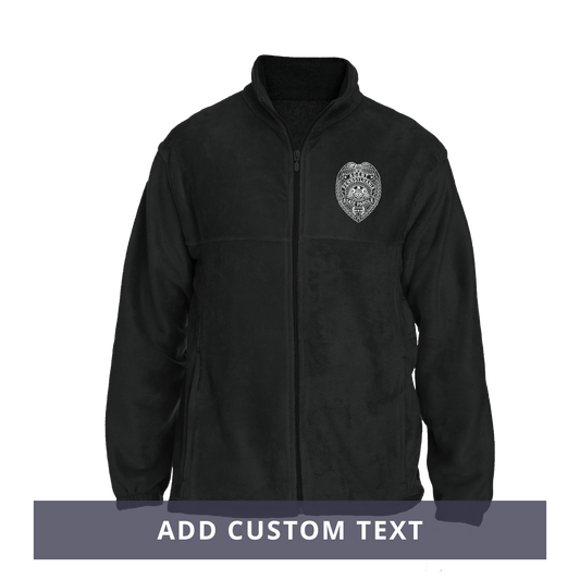Men's Fleece Full-Zip Jacket with Embroidered State Parole Agent Badge (Black/Gray)