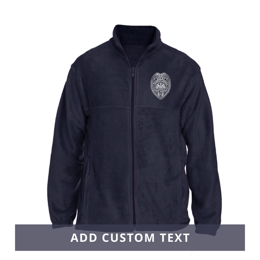 Men's Fleece Full-Zip Jacket with Embroidered State Parole Agent Badge (Navy)