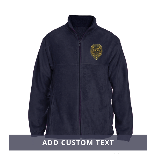 Men's Fleece Full-Zip Jacket with Embroidered State Parole Agent Badge-Full Color (Navy)