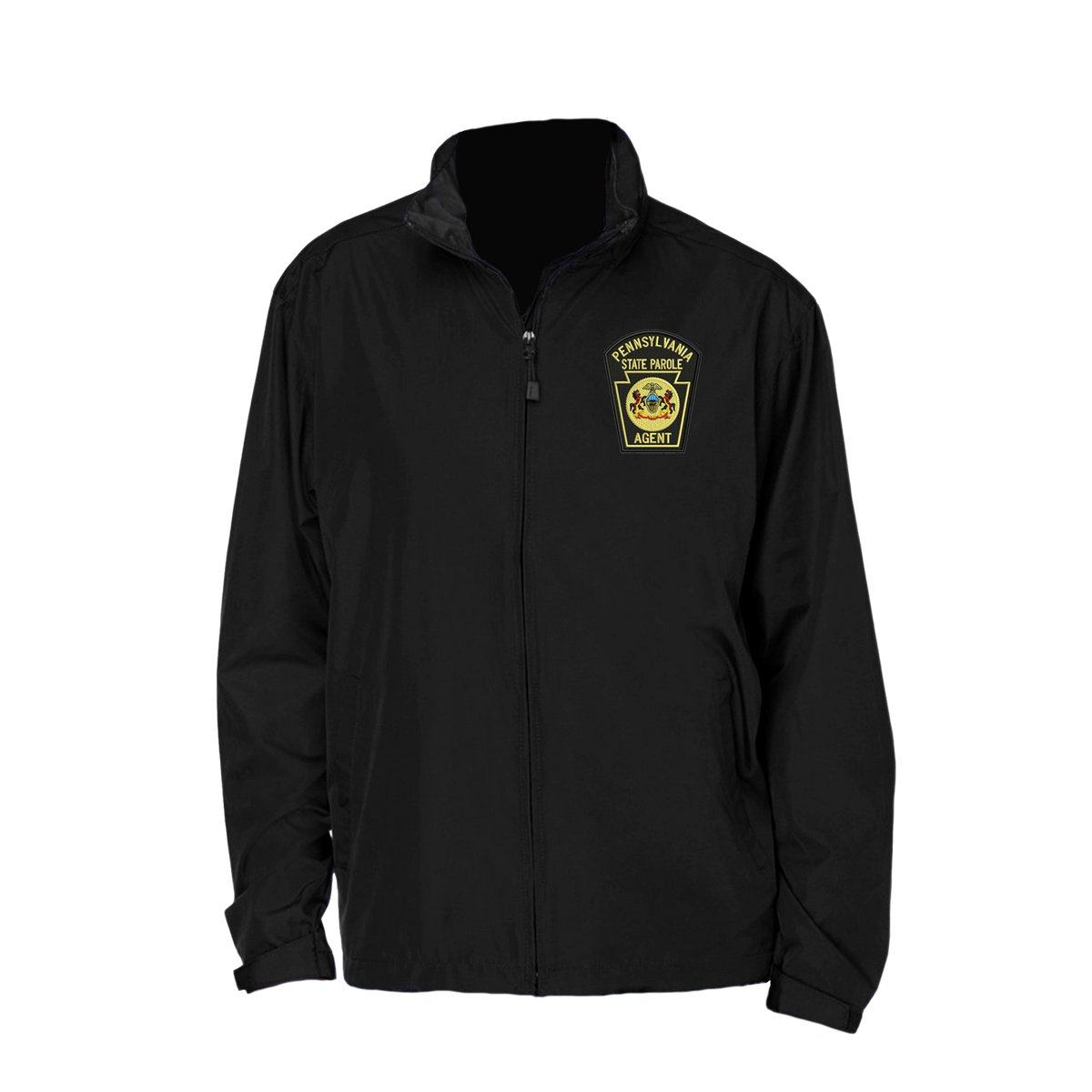 Adult North End Rain Jacket with Embroidered State Parole Agent Keystone-Full Color (Black)