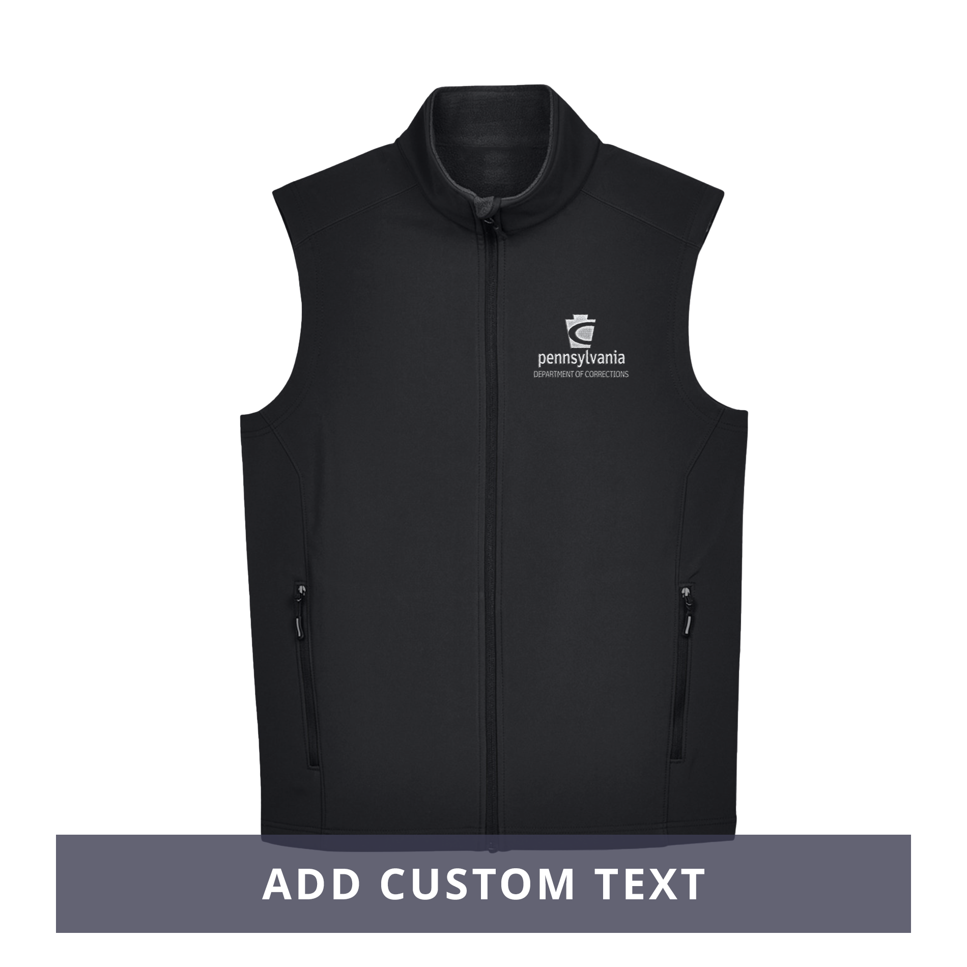 Adult Soft-Shell Vest with Embroidered Department of Corrections Keyst