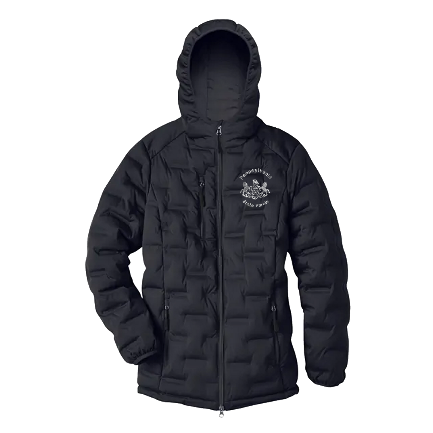 Adult Hooded Puffer Jacket with Embroidered State Parole Seal (Various Colors)