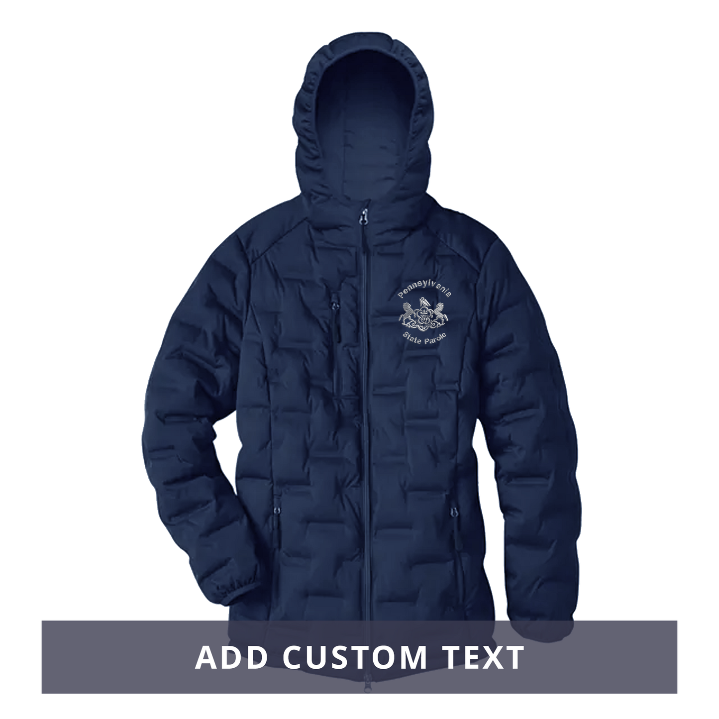 Adult Hooded Puffer Jacket with Embroidered State Parole Seal (Various Colors)