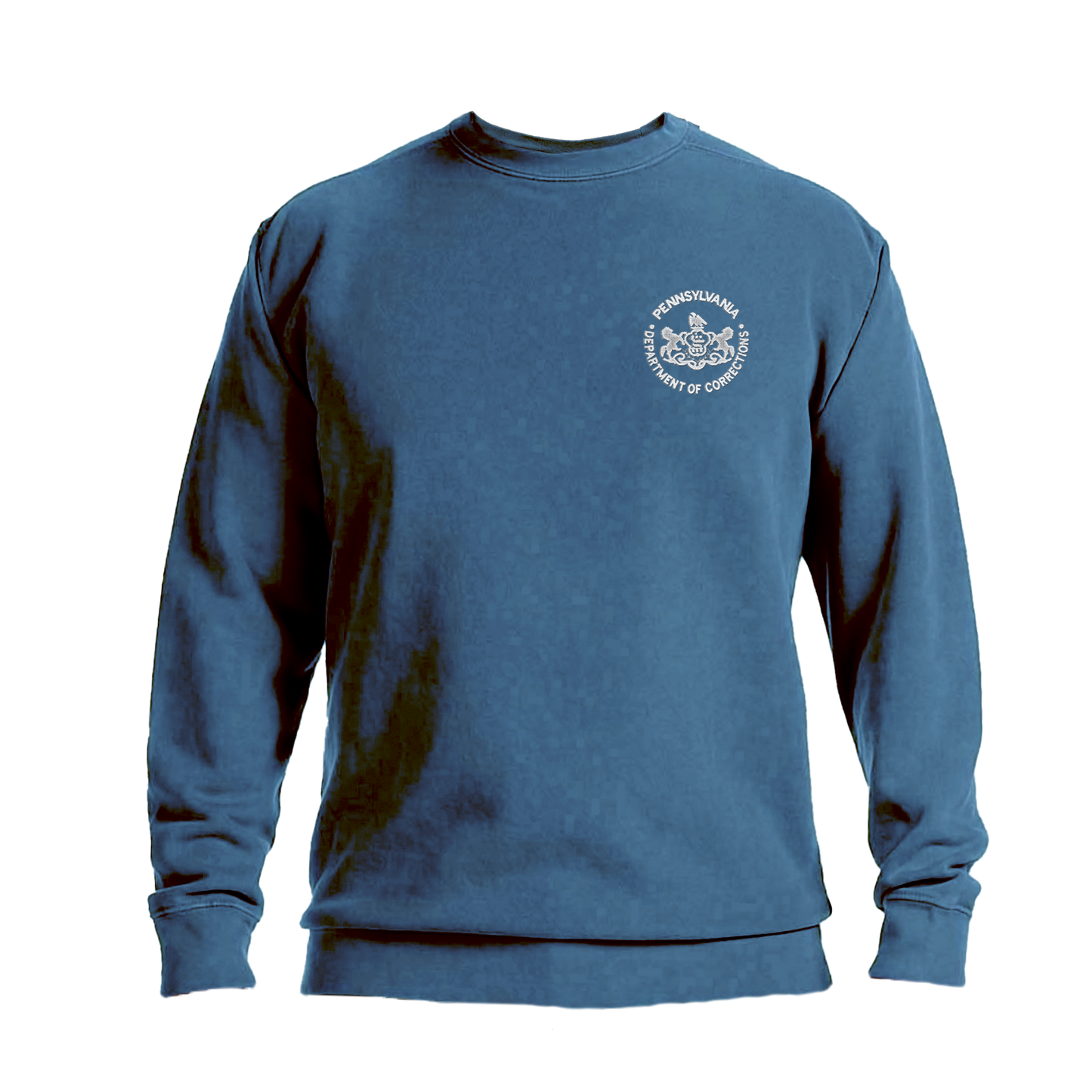 Adult Comfort Colors Crewneck Sweatshirt with Embroidered Department of Corrections Seal (Various Colors)