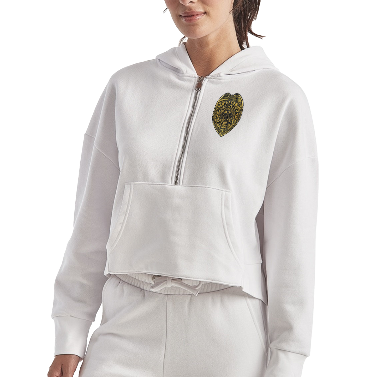 Ladies' Half-Zip Hooded Sweatshirt with Embroidered State Parole Agent Logos (Various Colors)