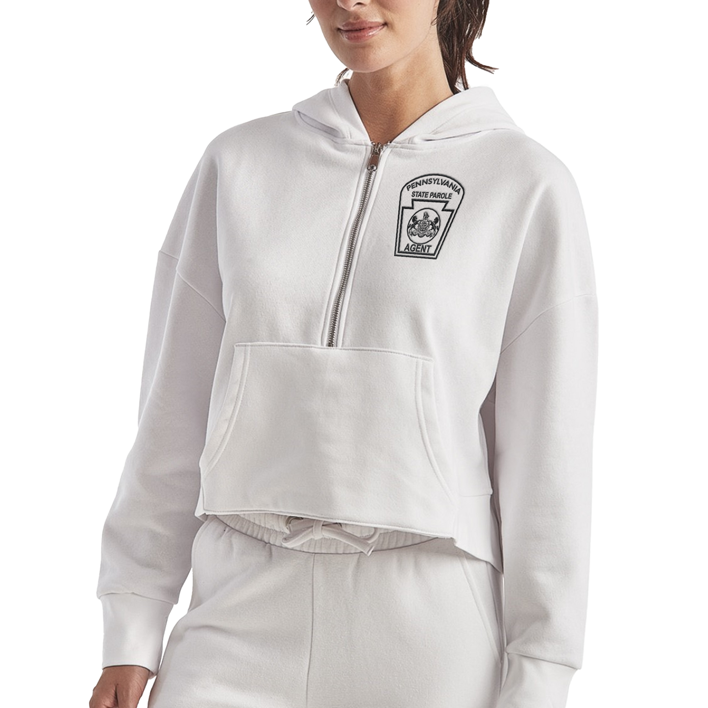 Ladies' Half-Zip Hooded Sweatshirt with Embroidered State Parole Agent Logos (Various Colors)