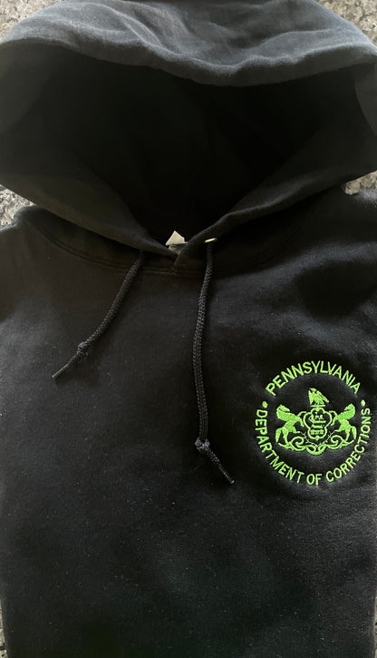 LIMITED EDITION Halloween Hooded Sweatshirt with Embroidered Department of Corrections Logo (Various Colors)