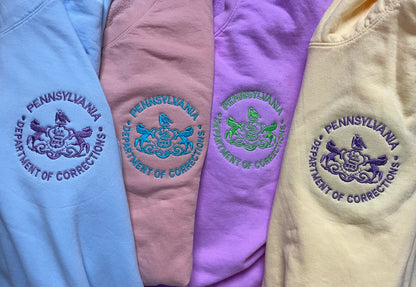 ALL NEW SPRING Crewneck/Hoodie Sweatshirt with Embroidered Department of Corrections Seal (Various Colors)