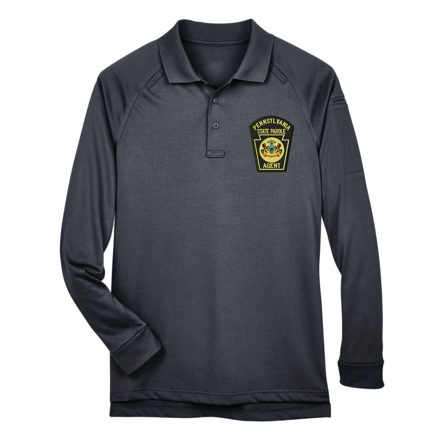 Adult Tactical Long-Sleeve Polo with Embroidered State Parole Agent Keystone (Various Colors)