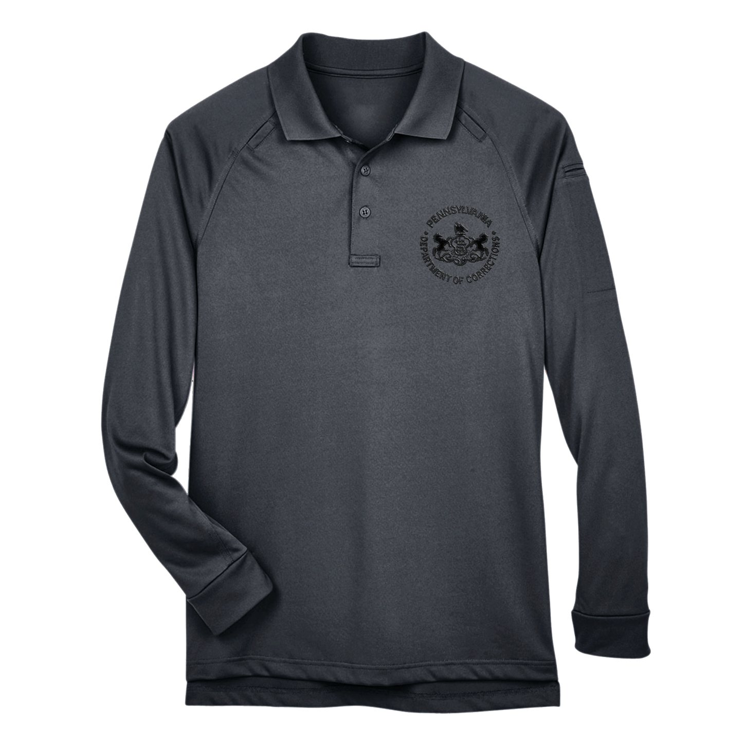 Adult Tactical Long-Sleeve Polo with Embroidered Department of Corrections Logos (Various Colors)