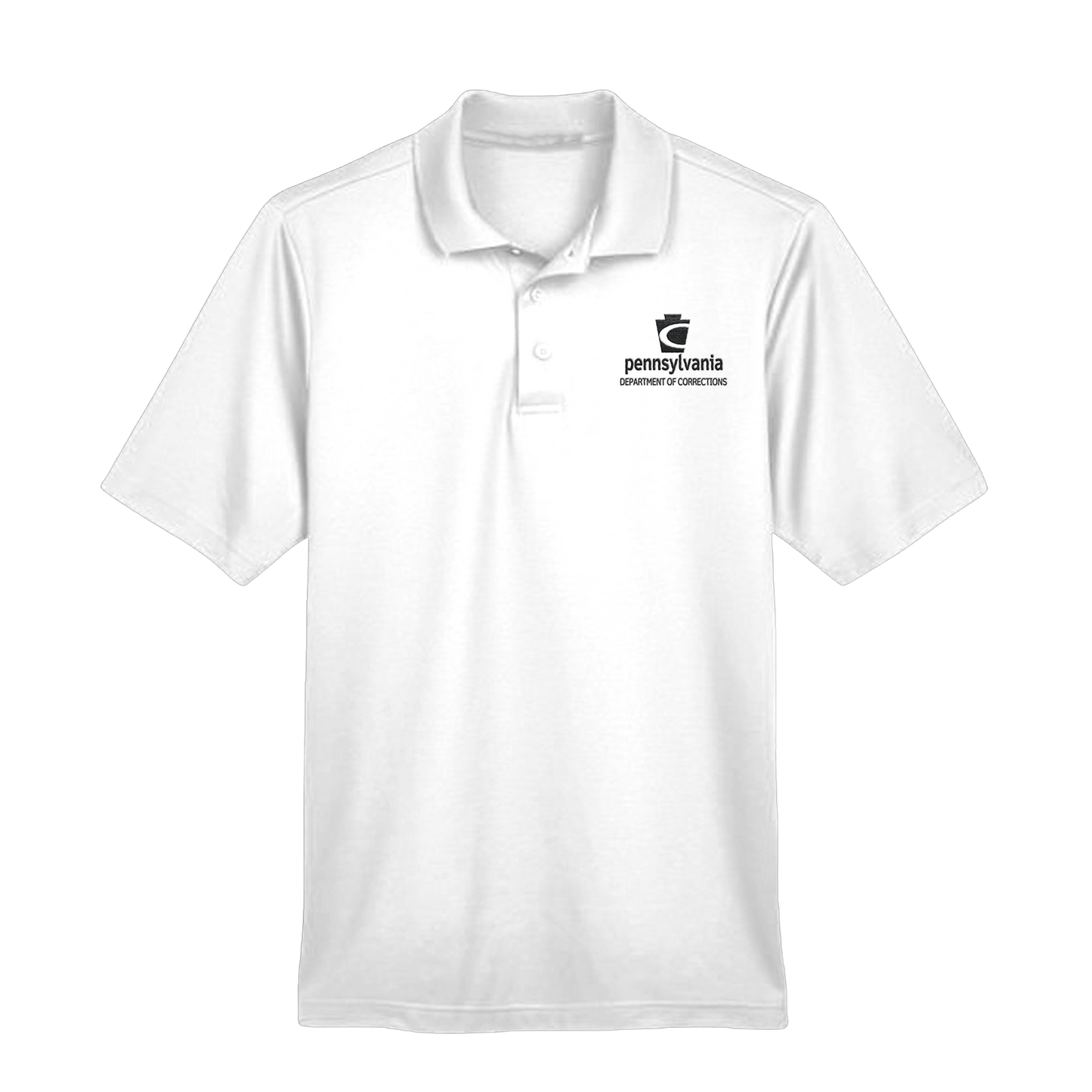 Men’s Luxury Performance Polo with Embroidered Department of Corrections Keystone (Various Colors)