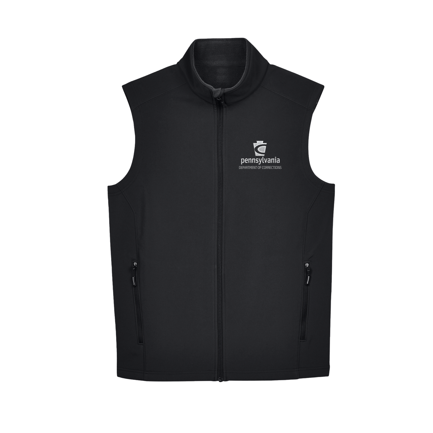Adult Soft-Shell Vest with Embroidered Department of Corrections Keystone (Various Colors)