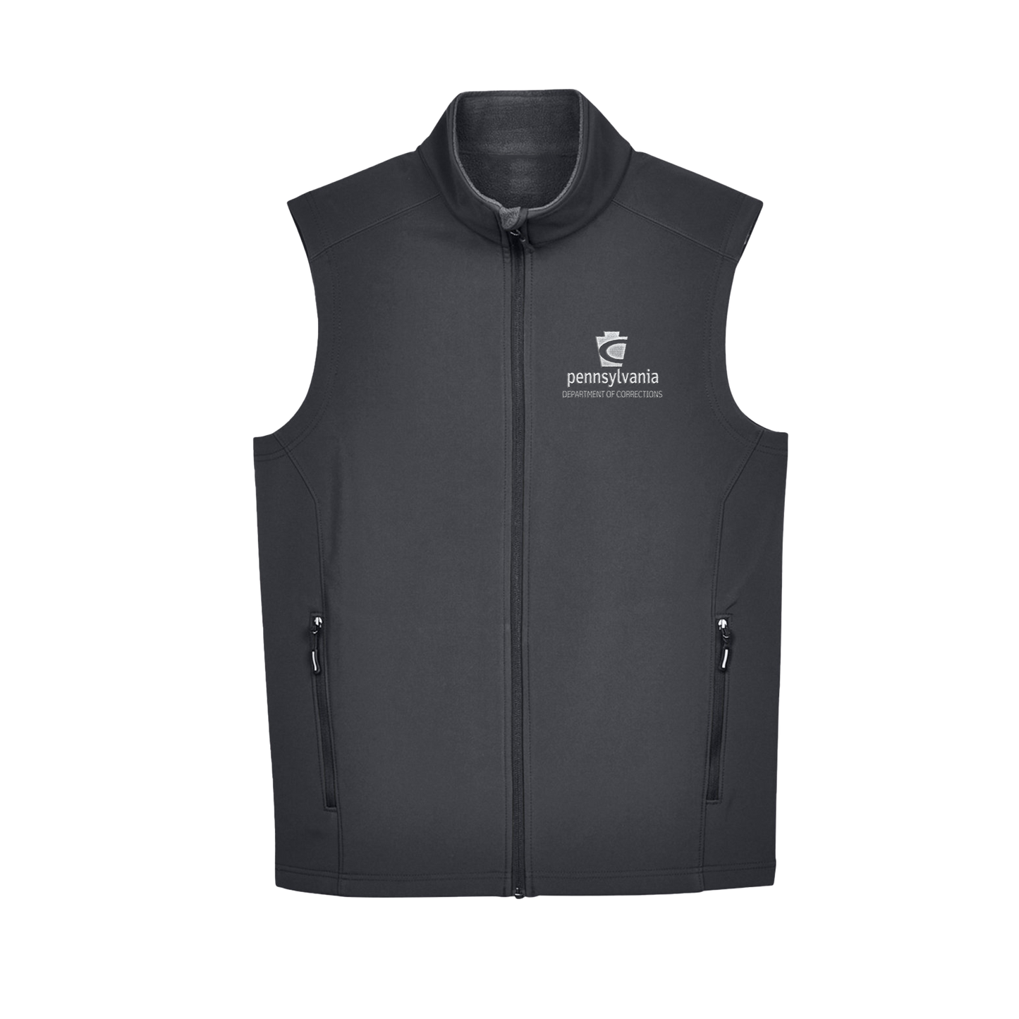 Adult Soft-Shell Vest with Embroidered Department of Corrections Keystone (Various Colors)