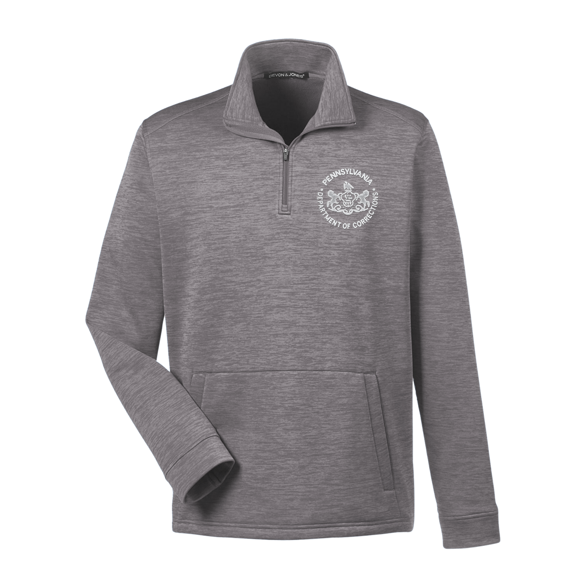 Men's Melange Quarter-Zip Jacket with Embroidered Department of Corrections Seal (Various Colors)