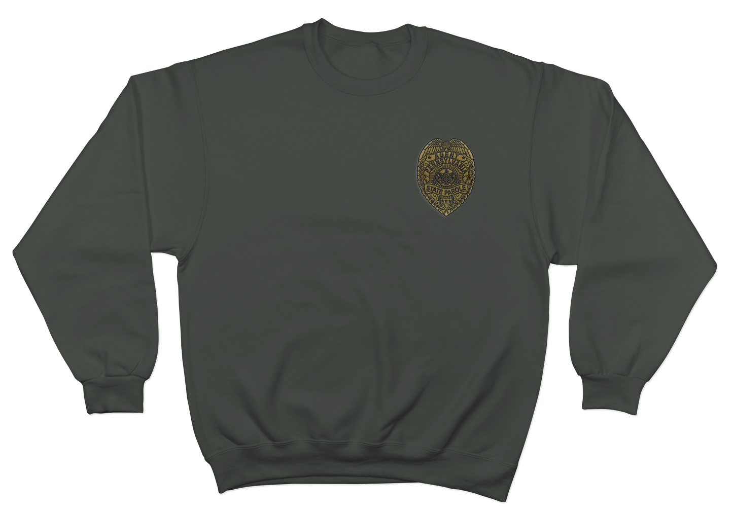 Crewneck Sweatshirt with Embroidered State Parole Agent Badge (Various Colors)