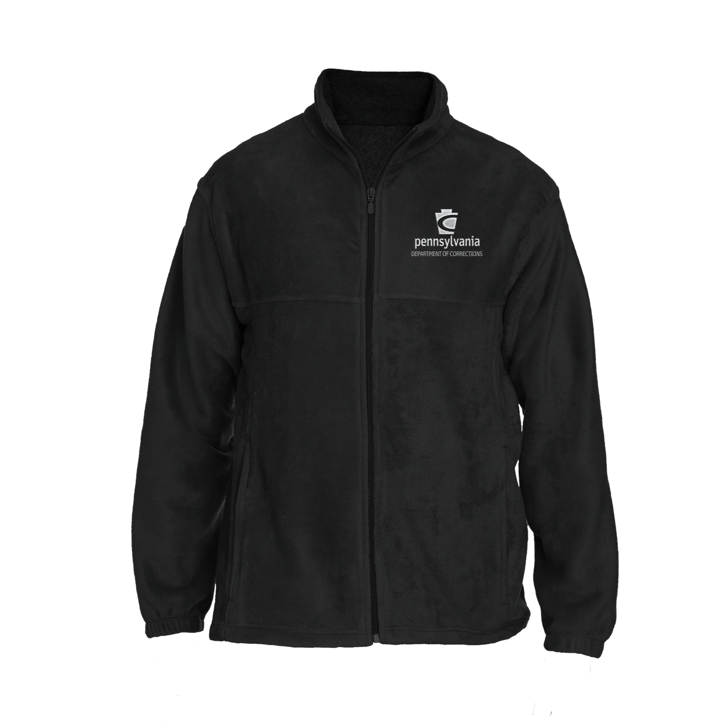 Men's Fleece Full-Zip Jacket with Embroidered Department of Corrections Keystone (Black/Gray)