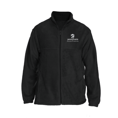 Men's Fleece Full-Zip Jacket with Embroidered Department of Corrections Keystone (Black/Gray)