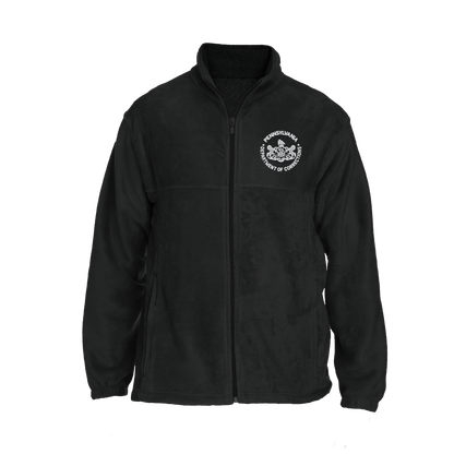 Men's Fleece Full-Zip Jacket with Embroidered Department of Corrections Seal (Black/Gray)