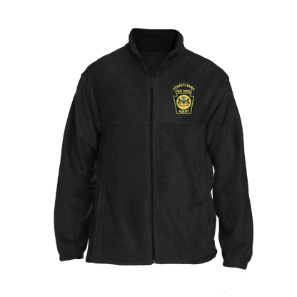 Men's Fleece Full-Zip Jacket with Embroidered State Parole Agent Keystone-Full Color (Black/Gray)