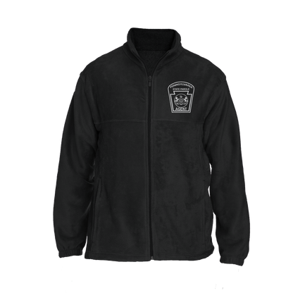 Men's Fleece Full-Zip Jacket with Embroidered State Parole Agent Keystone (Black/Gray)