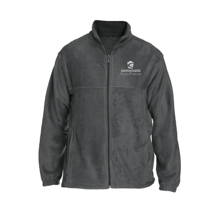 Men's Fleece Full-Zip Jacket with Embroidered Department of Corrections Keystone (Black/Gray)