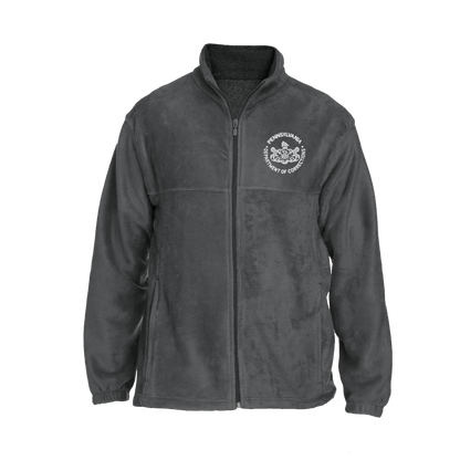 Men's Fleece Full-Zip Jacket with Embroidered Department of Corrections Seal (Black/Gray)