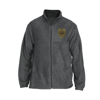 Men's Fleece Full-Zip Jacket with Embroidered State Parole Agent Badge-Full Color (Black/Gray)