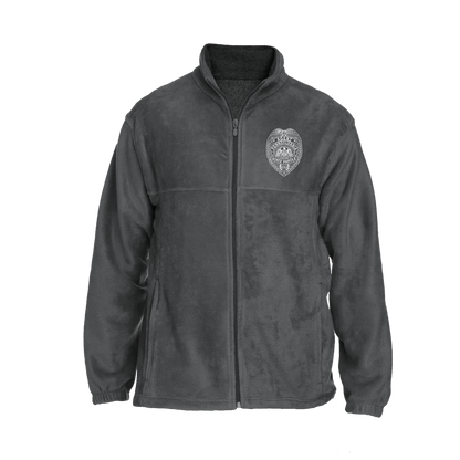 Men's Fleece Full-Zip Jacket with Embroidered State Parole Agent Badge (Black/Gray)