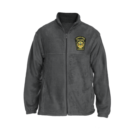 Men's Fleece Full-Zip Jacket with Embroidered State Parole Agent Keystone-Full Color (Black/Gray)