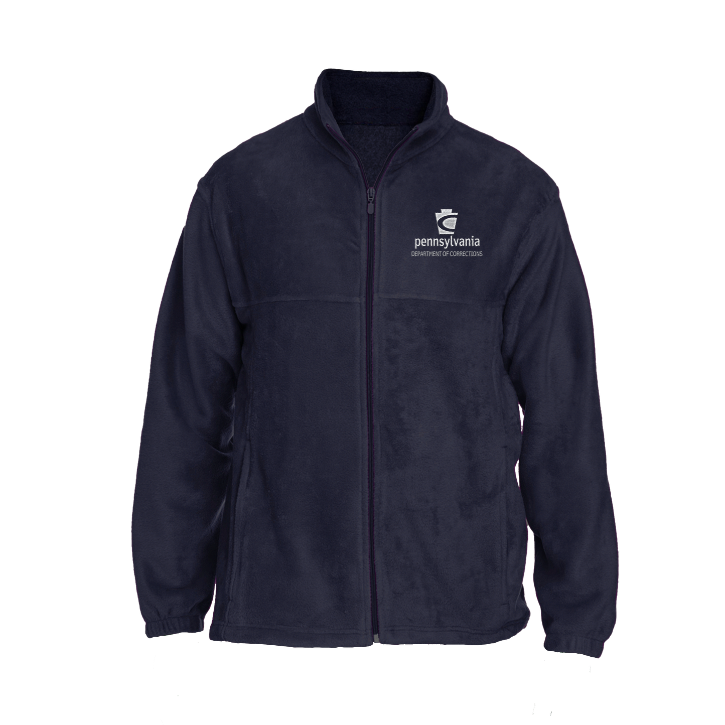 Men's Fleece Full-Zip Jacket with Embroidered Department of Corrections Keystone (Navy)