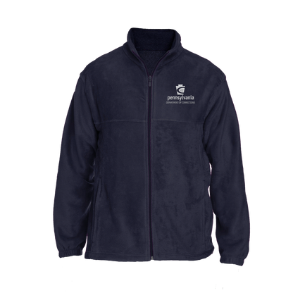 Men's Fleece Full-Zip Jacket with Embroidered Department of Corrections Keystone (Navy)