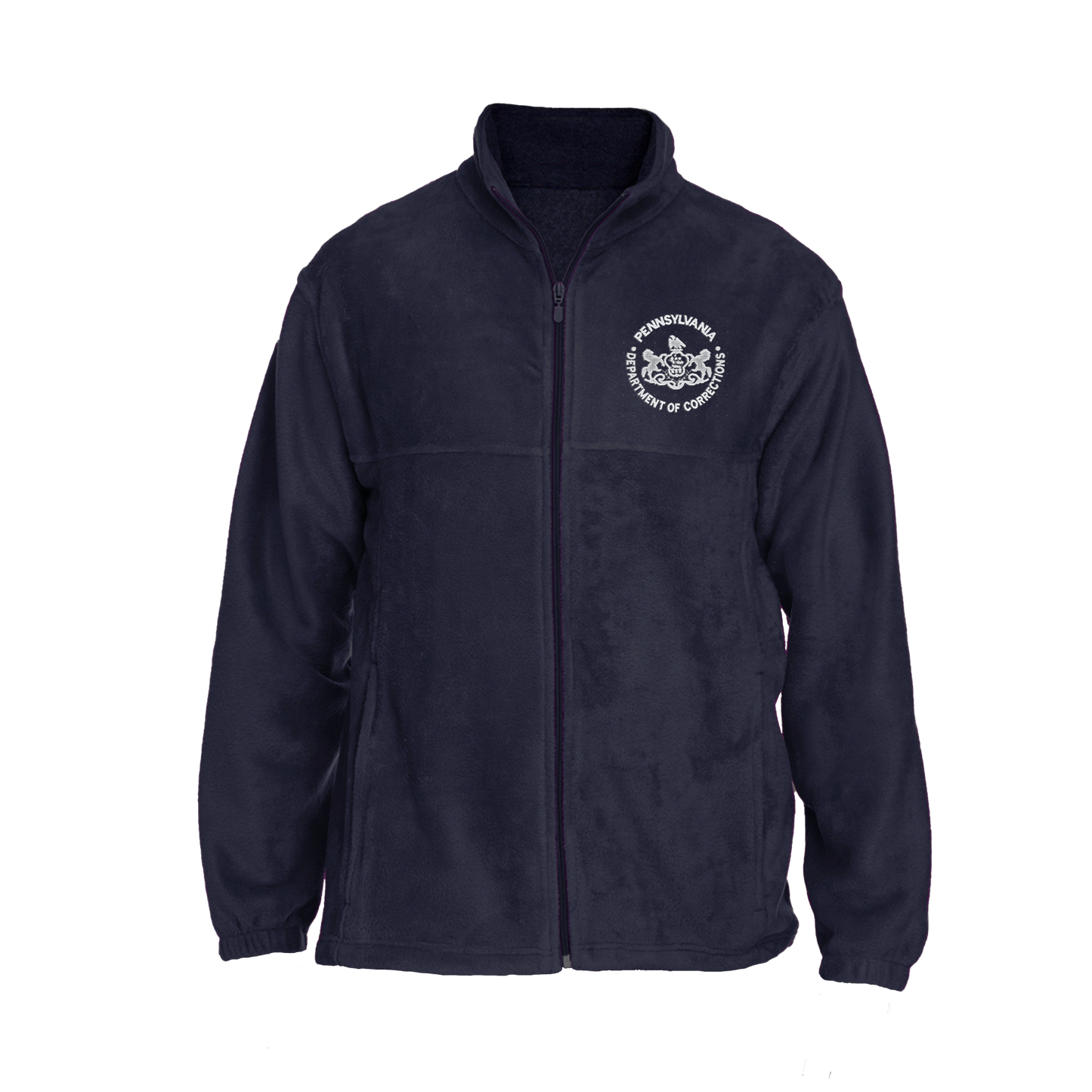 Men's Fleece Full-Zip Jacket with Embroidered Department of Corrections Seal (Navy)