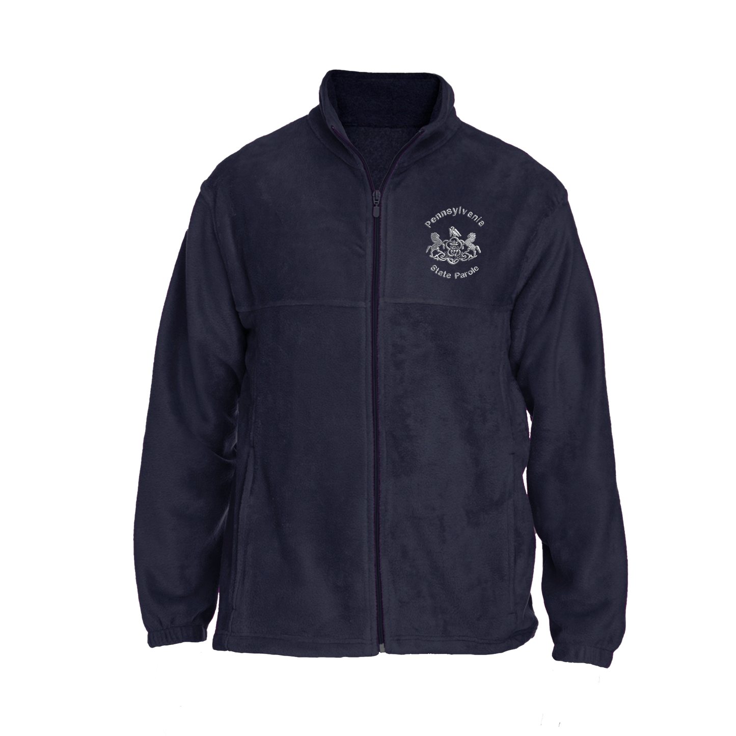 Men's Fleece Full-Zip Jacket with Embroidered State Parole Horses (Navy)