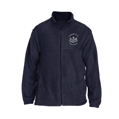 Men's Fleece Full-Zip Jacket with Embroidered State Parole Horses (Navy)