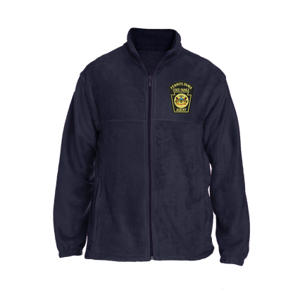 Men's Fleece Full-Zip Jacket with Embroidered State Parole Agent Keystone-Full Color (Navy)