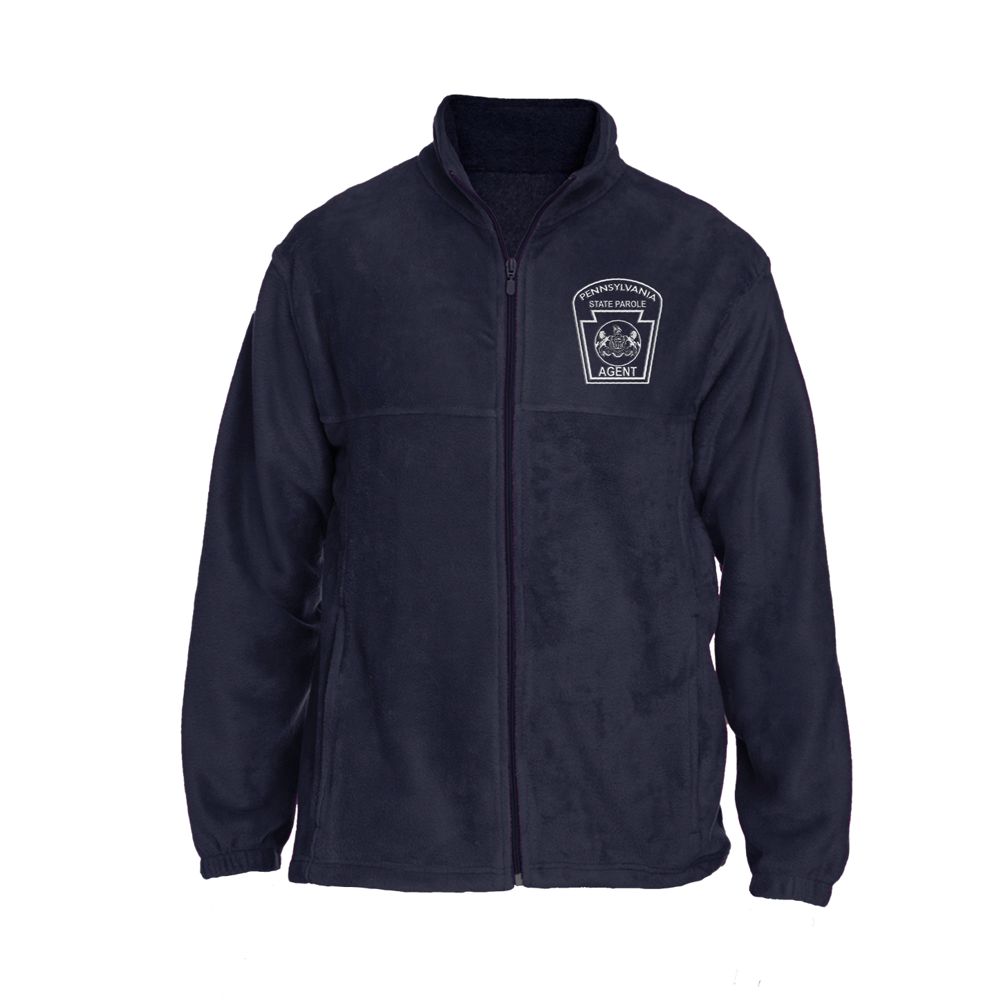 Men's Fleece Full-Zip Jacket with Embroidered State Parole Agent Keystone (Navy)