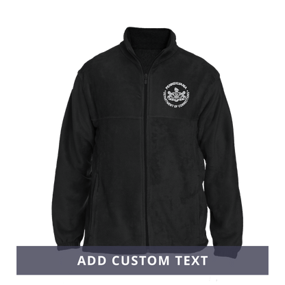 Men's Fleece Full-Zip Jacket with Embroidered Department of Corrections Seal (Black/Gray)