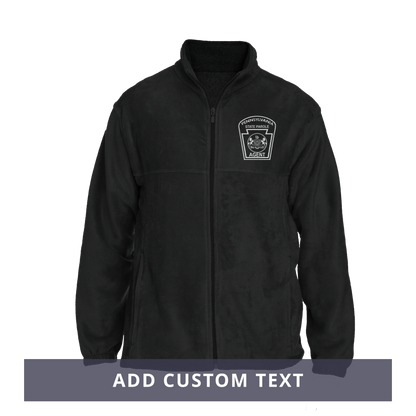 Men's Fleece Full-Zip Jacket with Embroidered State Parole Agent Keystone (Black/Gray)