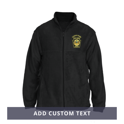 Men's Fleece Full-Zip Jacket with Embroidered State Parole Agent Keystone-Full Color (Black/Gray)