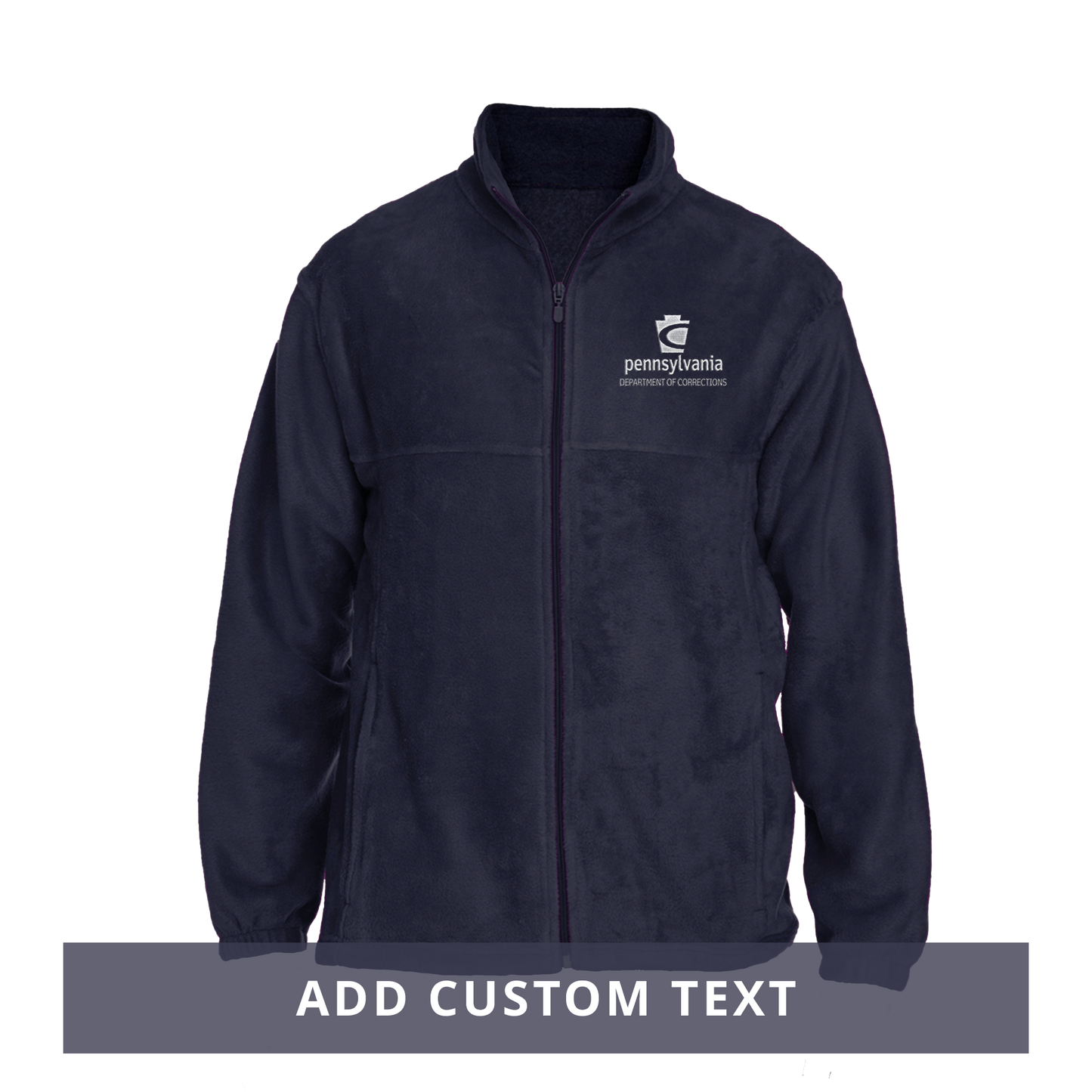 Men's Fleece Full-Zip Jacket with Embroidered Department of Corrections Keystone (Navy)