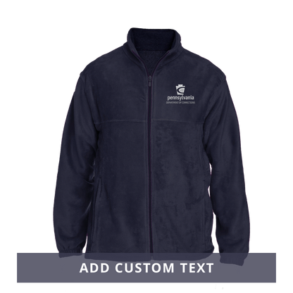 Men's Fleece Full-Zip Jacket with Embroidered Department of Corrections Keystone (Navy)