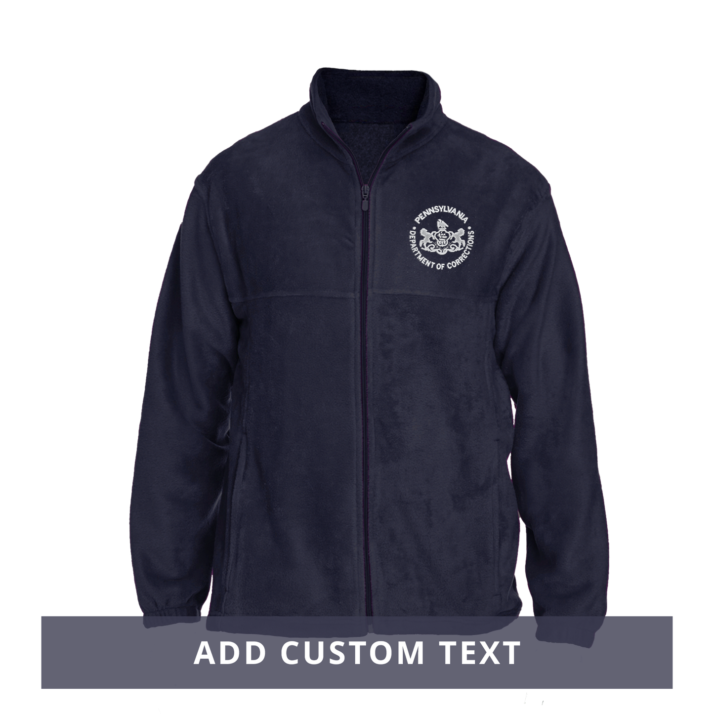 Men's Fleece Full-Zip Jacket with Embroidered Department of Corrections Seal (Navy)