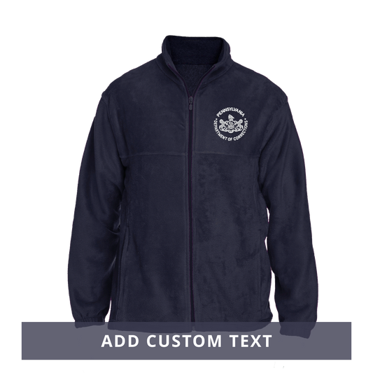 Men's Fleece Full-Zip Jacket with Embroidered Department of Corrections Seal (Navy)