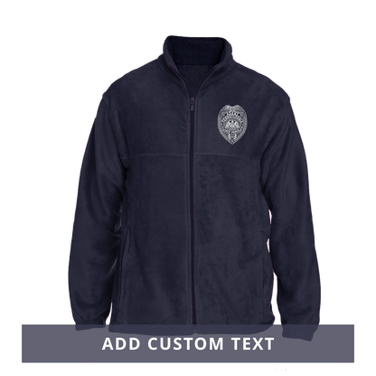 Men's Fleece Full-Zip Jacket with Embroidered State Parole Agent Badge (Navy)