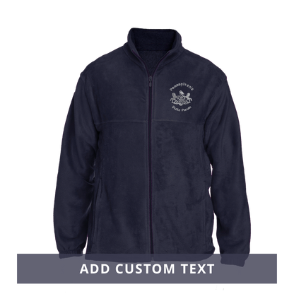 Men's Fleece Full-Zip Jacket with Embroidered State Parole Horses (Navy)