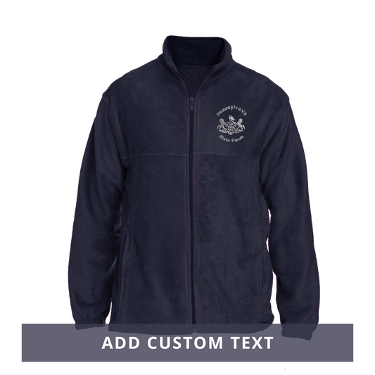 Men's Fleece Full-Zip Jacket with Embroidered State Parole Horses (Navy)