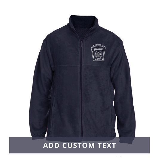 Men's Fleece Full-Zip Jacket with Embroidered State Parole Agent Keystone (Navy)