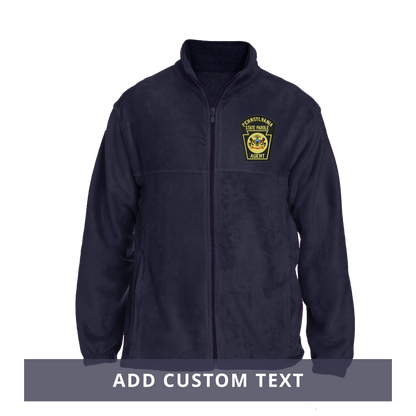 Men's Fleece Full-Zip Jacket with Embroidered State Parole Agent Keystone-Full Color (Navy)